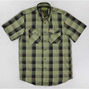 Dixxon Full Metal Jacket Pearl Snap Bamboo Shirt Mens Medium Green Plaid
